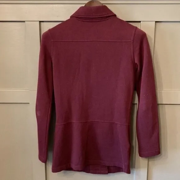 Prana Burgundy Button Down Military Style Sweater Coat 100% Cotton Size XS - Picture 6 of 7